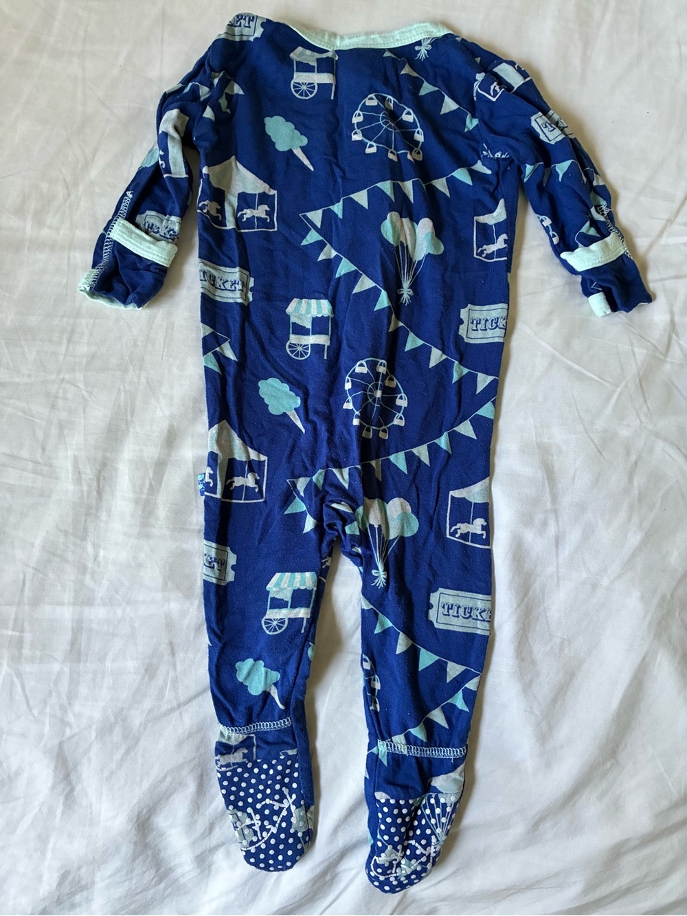 Kickee Pants Navy Blue Carnival-Print Footed One-Piece - Picture 2 of 4